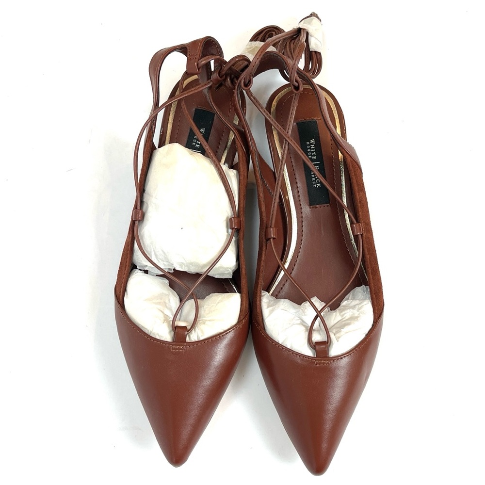 WHBM RICH MAHOGANY LACE UP FLATS - Picture 3 of 8
